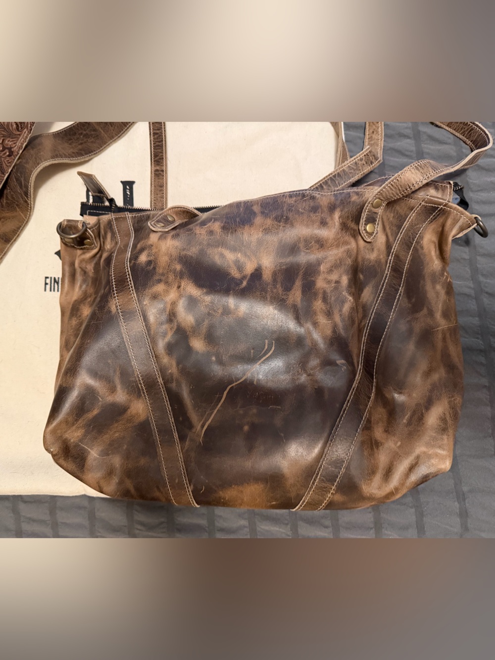 Vintage Brown Distressed Leather Women’s Shoulder Bag
